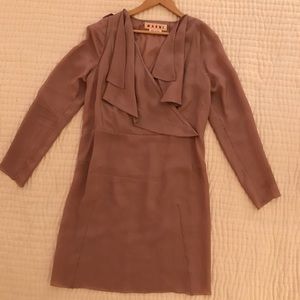 Long sleeve silk dress